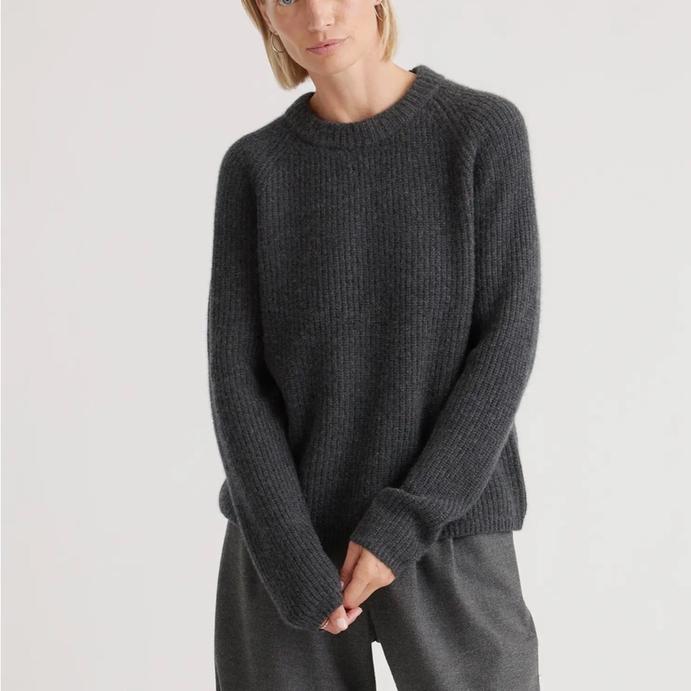 Quince Mongolian cashmere fisherman crewneck sweater